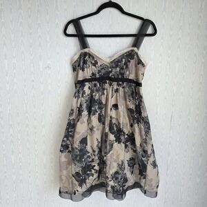 Loft Women's 6 Babydoll Dress Black Brown Mesh Y2K Whimsygoth Fairy Grunge